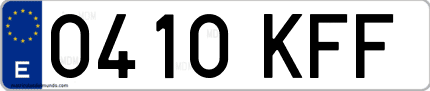 Ejemplo de matrícula de coche ordinaria 0410 KFF