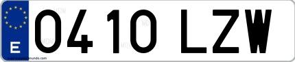 Ejemplo de matrícula española 0410 LZW