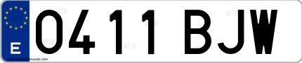Ejemplo de matrícula española 0411 BJW