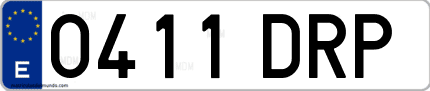 Ejemplo de matrícula de coche ordinaria 0411 DRP