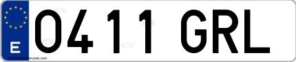 Ejemplo de matrícula española 0411 GRL