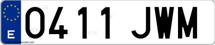 Ejemplo de matrícula española 0411 JWM