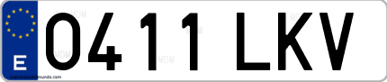 Ejemplo de matrícula de coche ordinaria 0411 LKV