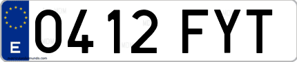 Ejemplo de matrícula de coche ordinaria 0412 FYT