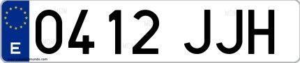 Ejemplo de matrícula española 0412 JJH