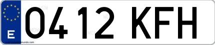Ejemplo de matrícula española 0412 KFH