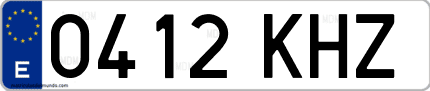 Ejemplo de matrícula de coche ordinaria 0412 KHZ