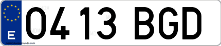 Ejemplo de matrícula de coche ordinaria 0413 BGD