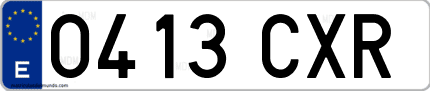 Ejemplo de matrícula de coche ordinaria 0413 CXR