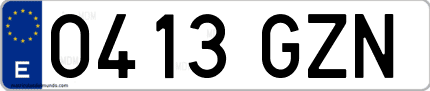 Ejemplo de matrícula de coche ordinaria 0413 GZN