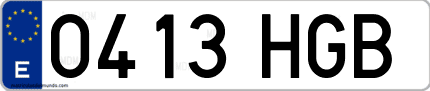 Ejemplo de matrícula de coche ordinaria 0413 HGB