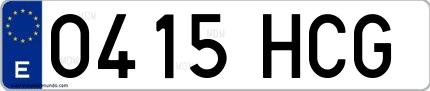 Ejemplo de matrícula española 0415 HCG