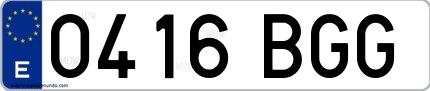 Ejemplo de matrícula española 0416 BGG