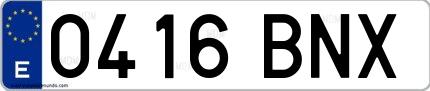 Ejemplo de matrícula española 0416 BNX