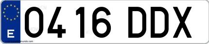 Ejemplo de matrícula de coche ordinaria 0416 DDX