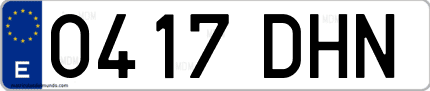 Ejemplo de matrícula de coche ordinaria 0417 DHN