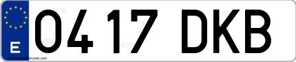 Ejemplo de matrícula española 0417 DKB