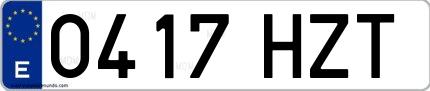 Ejemplo de matrícula española 0417 HZT