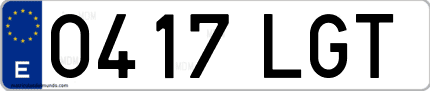 Ejemplo de matrícula de coche ordinaria 0417 LGT
