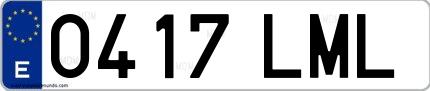Ejemplo de matrícula de coche ordinaria 0417 LML