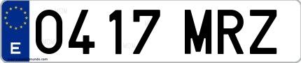 Ejemplo de matrícula de coche ordinaria 0417 MRZ