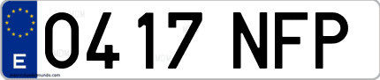 Ejemplo de matrícula de coche ordinaria 0417 NFP