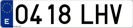 Ejemplo de matrícula de coche ordinaria 0418 LHV