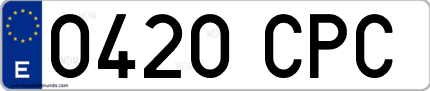 Ejemplo de matrícula de coche ordinaria 0420 CPC