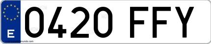 Ejemplo de matrícula española 0420 FFY