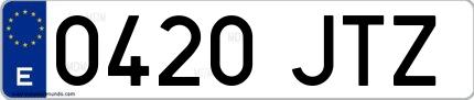 Ejemplo de matrícula española 0420 JTZ
