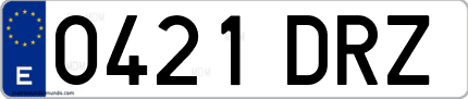 Ejemplo de matrícula de coche ordinaria 0421 DRZ