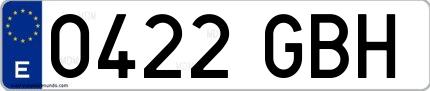 Ejemplo de matrícula española 0422 GBH