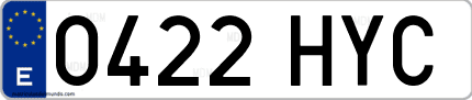 Ejemplo de matrícula de coche ordinaria 0422 HYC