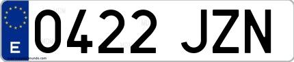 Ejemplo de matrícula española 0422 JZN