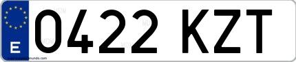 Ejemplo de matrícula española 0422 KZT