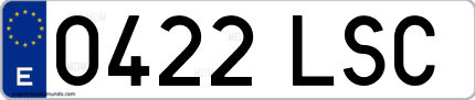 Ejemplo de matrícula de coche ordinaria 0422 LSC