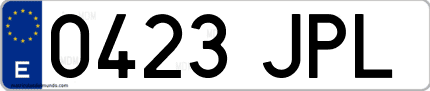 Ejemplo de matrícula de coche ordinaria 0423 JPL