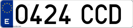 Ejemplo de matrícula de coche ordinaria 0424 CCD
