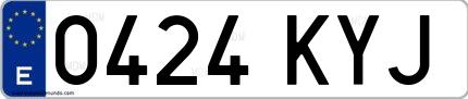 Ejemplo de matrícula española 0424 KYJ