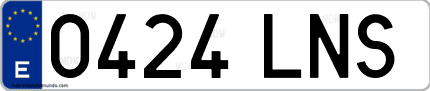 Ejemplo de matrícula de coche ordinaria 0424 LNS