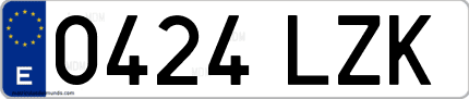 Ejemplo de matrícula de coche ordinaria 0424 LZK