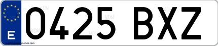 Ejemplo de matrícula española 0425 BXZ