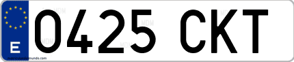 Ejemplo de matrícula de coche ordinaria 0425 CKT