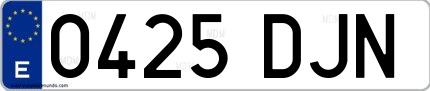 Ejemplo de matrícula española 0425 DJN