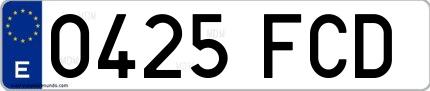 Ejemplo de matrícula española 0425 FCD