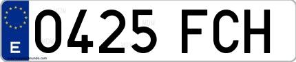 Ejemplo de matrícula española 0425 FCH