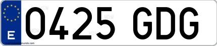 Ejemplo de matrícula española 0425 GDG