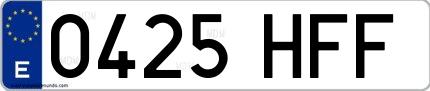 Ejemplo de matrícula de coche ordinaria 0425 HFF