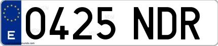 Ejemplo de matrícula española 0425 NDR