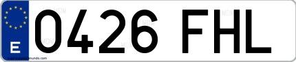 Ejemplo de matrícula española 0426 FHL